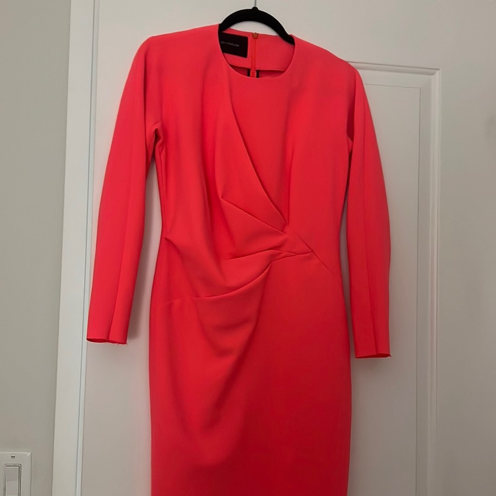 Women's Long Sleeve Twist Sheath Dress - Coral Pink